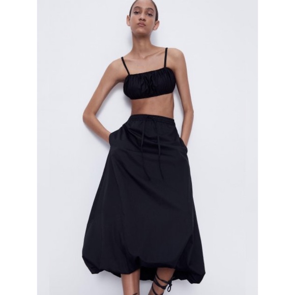 Zara Skirts Zara Voluminous Drawstring Midi Skirt Poshmark